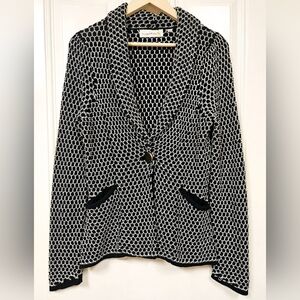 Charlie & Robin Anthropologie Textured Blazer Cotton Cardigan Black/White Size M